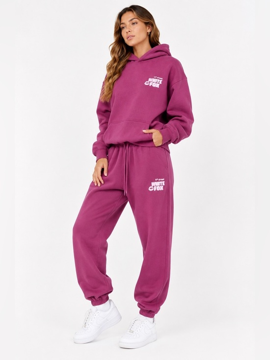 White Fox Boutique Pants - White Fox 11th Street Puff Graphic Hoodie Jogger Sweat Set Pink XS (CIGF002)